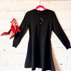 Black bow with pearl dress